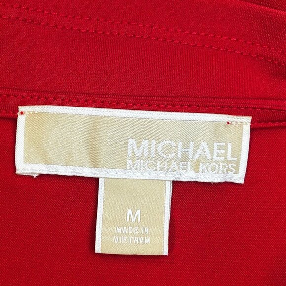 Michael Michael Kors Red Cold Shoulder Chain Detail Blouse – Women's Size M - Picture 5 of 5